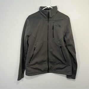 North Face Jacket Mens Medium Gray Full Zip Fleece Tech Windwall Casual Pockets